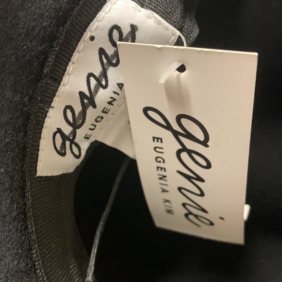 Eugenia Kim Soft black hat feather pom one size new with tags